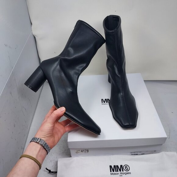 MM6 Maison Margiela Black Trunk Leather Boot - Picture 1 of 11